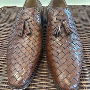 Brown Woven Leather Loafers